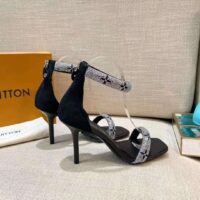 Louis Vuitton LV Women Appeal Sandal Black Suede Baby Goat Leather and Strass