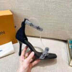 Louis Vuitton LV Women Appeal Sandal Black Suede Baby Goat Leather and Strass - immagine 10