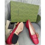 Gucci GG Women Ballet Flat with Bamboo Buckle Dark Red Leather - immagine 10