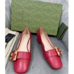 Gucci GG Women Ballet Flat with Bamboo Buckle Dark Red Leather - immagine 4