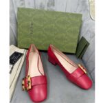 Gucci GG Women Ballet Flat with Bamboo Buckle Dark Red Leather - immagine 3