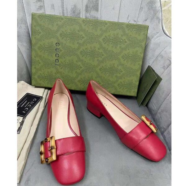 Louis Vuitton LV Women Ballet Flat with Bamboo Buckle Dark Red Leather (4)