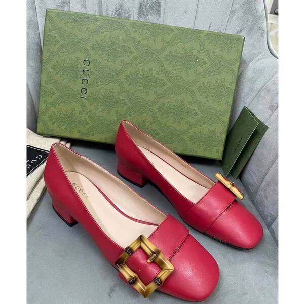 Louis Vuitton LV Women Ballet Flat with Bamboo Buckle Dark Red Leather (5)