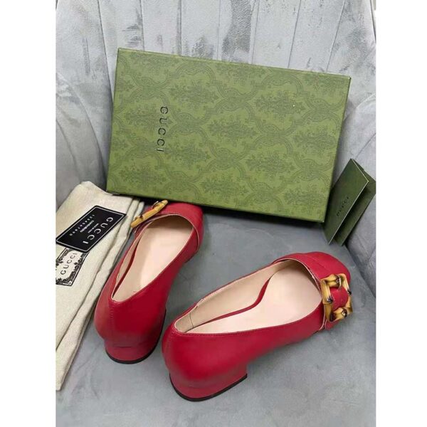 Louis Vuitton LV Women Ballet Flat with Bamboo Buckle Dark Red Leather (6)