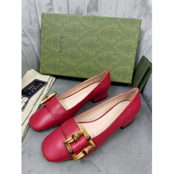 Louis Vuitton LV Women Ballet Flat with Bamboo Buckle Dark Red Leather (7)
