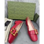 Gucci GG Women Ballet Flat with Bamboo Buckle Dark Red Leather - immagine 7
