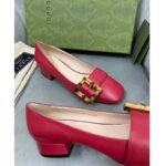 Gucci GG Women Ballet Flat with Bamboo Buckle Dark Red Leather - immagine 8