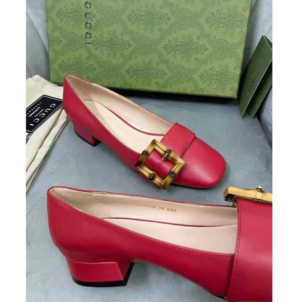 Louis Vuitton LV Women Ballet Flat with Bamboo Buckle Dark Red Leather (9)