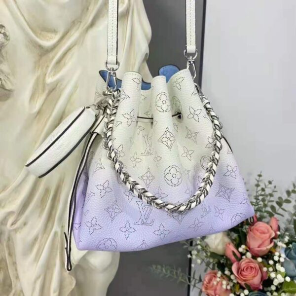 Louis Vuitton LV Women Bella Bucket Bag Gradient Blue Mahina Perforated