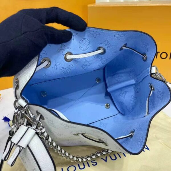 Louis Vuitton LV Women Bella Bucket Bag Gradient Blue Mahina Perforated Calf Leather (5)