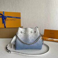 Louis Vuitton LV Women Bella Bucket Bag Gradient Blue Mahina Perforated Calf Leather (8)