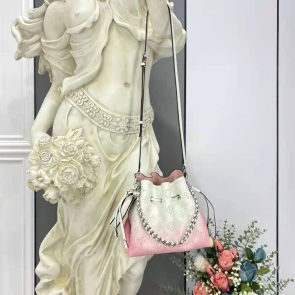 Louis Vuitton LV Women Bella Bucket Bag Gradient Pink Mahina Perforated Calf Leather (11)