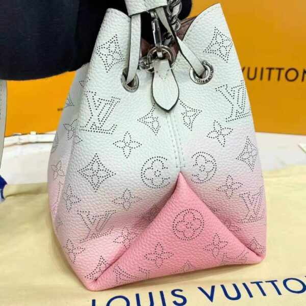 Louis Vuitton LV Women Bella Bucket Bag Gradient Pink Mahina Perforated Calf Leather (2)