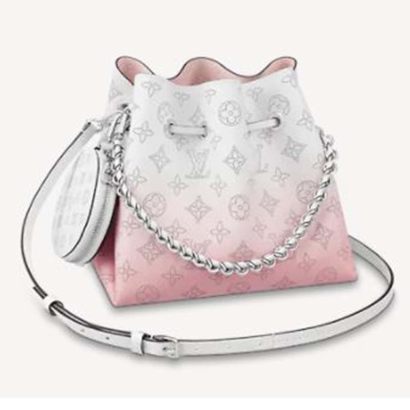 Louis Vuitton LV Women Bella Bucket Bag Gradient Pink Mahina Perforated