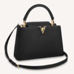 Sac à main Louis Vuitton LV Femme Capucines MM en cuir taurillon noir