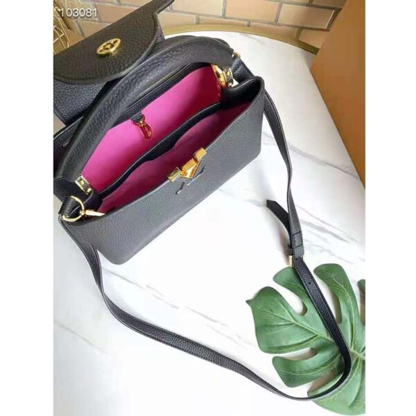 Louis Vuitton LV Women Capucines MM Handbag Black Taurillon Leather (9)