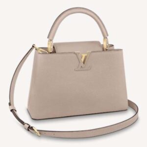 Louis Vuitton LV Women Capucines MM Handbag Galet Gray Taurillon Leather