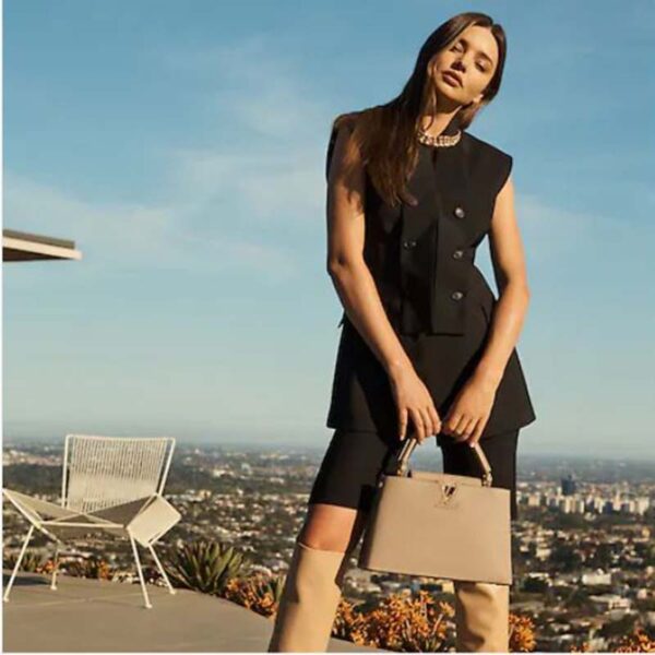 Louis Vuitton LV Women Capucines MM Handbag Galet Gray Taurillon Leather (11)