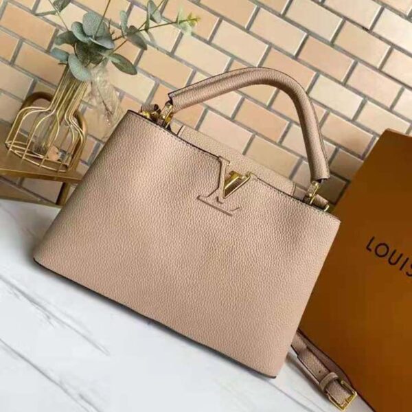 Louis Vuitton LV Women Capucines MM Handbag Galet Gray Taurillon Leather (2)