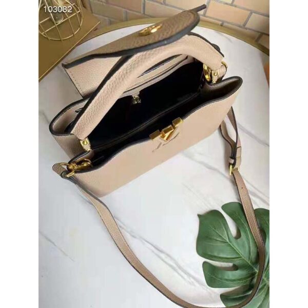 Louis Vuitton LV Women Capucines MM Handbag Galet Gray Taurillon Leather (9)