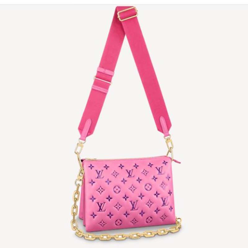 Louis Vuitton Dragée Light Pink Monogram Embossed Puffy Lambskin Sac Coeur Gold Hardware, 2021 (Like New), Womens Handbag