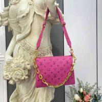 Louis Vuitton LV Women Cruissin PM Handbag Pink Purple Monogram Embossed Puffy Lambskin