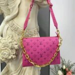 Louis Vuitton LV Women Cruissin PM Handbag Pink Purple Monogram Embossed Puffy Lambskin – Image 3
