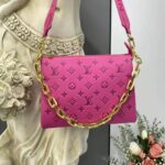 Louis Vuitton LV Women Cruissin PM Handbag Pink Purple Monogram Embossed Puffy Lambskin – Image 4