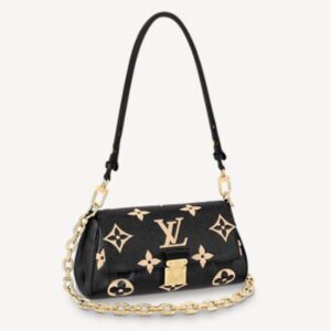 Louis Vuitton LV Women Favorite Tourterelle Black Beige Monogram Empreinte Embossed Supple Grained Cowhide
