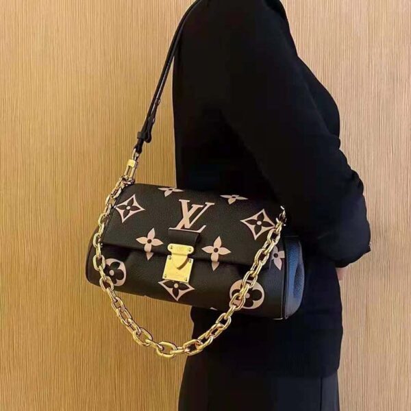 Louis Vuitton LV Women Favorite Tourterelle Black Beige Monogram Empreinte Embossed Supple Grained Cowhide (4)