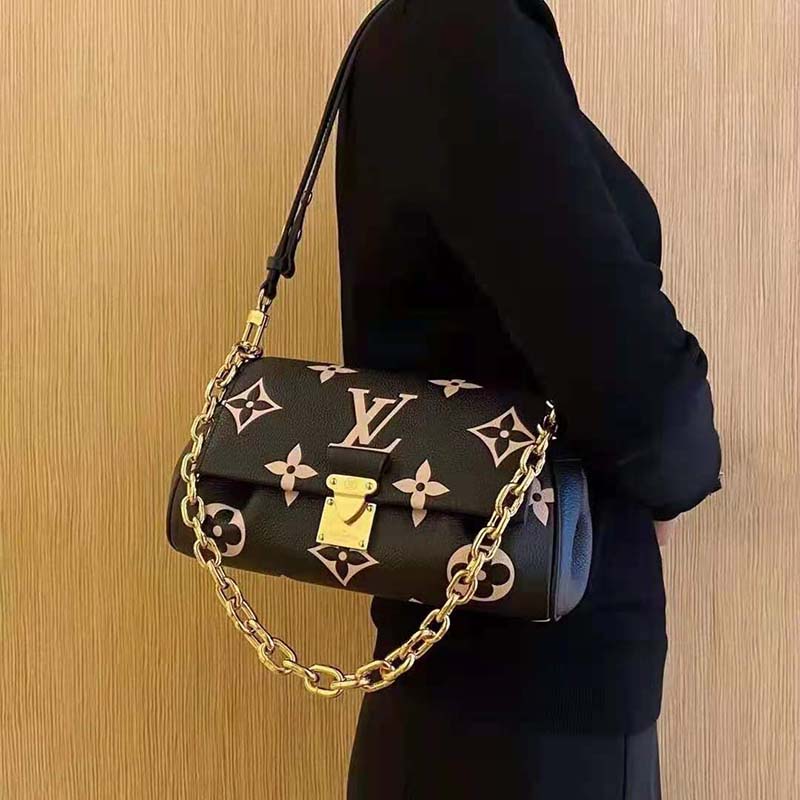 Louis Vuitton Favorite … $2429 ♦️SOLD♦️ Black/Beige BiColor Monogram  Empreinte Leather This gorgeous bag is available at the Harpers Pt…