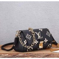 Louis Vuitton LV Women Favorite Tourterelle Black Beige Monogram Empreinte Embossed Supple Grained Cowhide