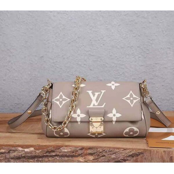 Louis Vuitton LV Women Favorite Tourterelle Gray Cream Monogram Empreinte Embossed Supple Grained Cowhide (5)