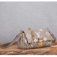 Louis Vuitton LV Women Favorite Tourterelle Gray Cream Monogram Empreinte Embossed Supple Grained Cowhide