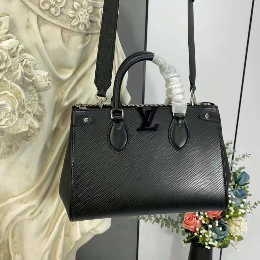 Louis Vuitton LV Women Grenelle Tote MM Bag Black Epi Grained