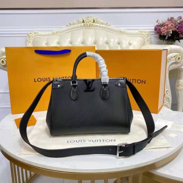 Louis Vuitton LV Women Grenelle Tote MM Bag Black Epi Grained Cowhide Leather (6)