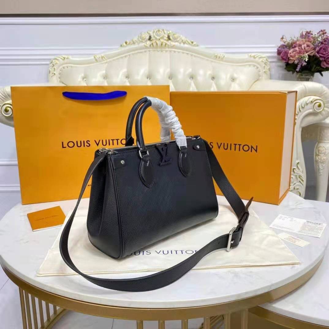 $3700 Louis Vuitton Grenelle Tote MM Black Epigrained leather