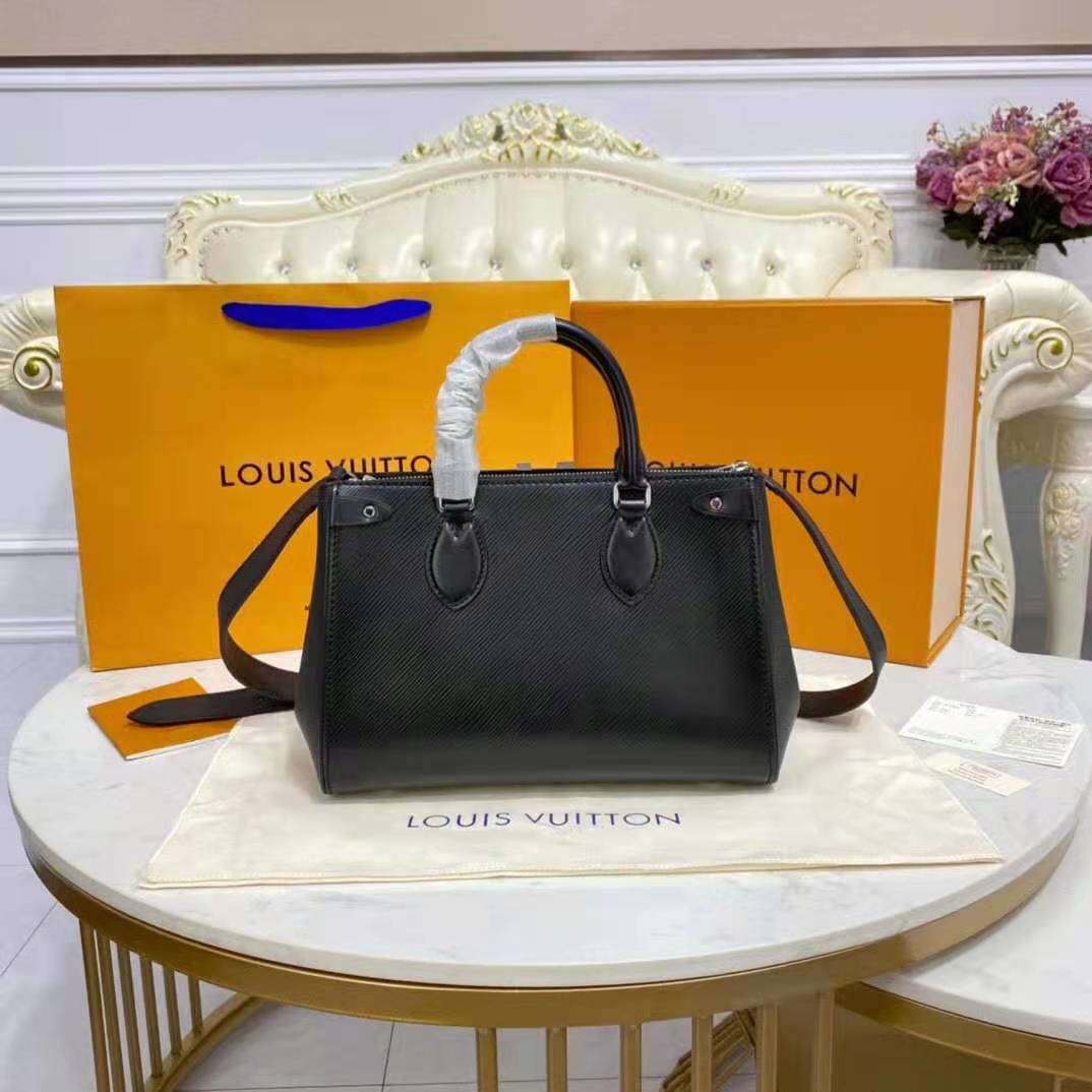 $3700 Louis Vuitton Grenelle Tote MM Black Epigrained leather