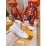 Louis Vuitton LV Women LV Squad Sneaker Boot White Pink Canvas and Calf Leather - Image 2
