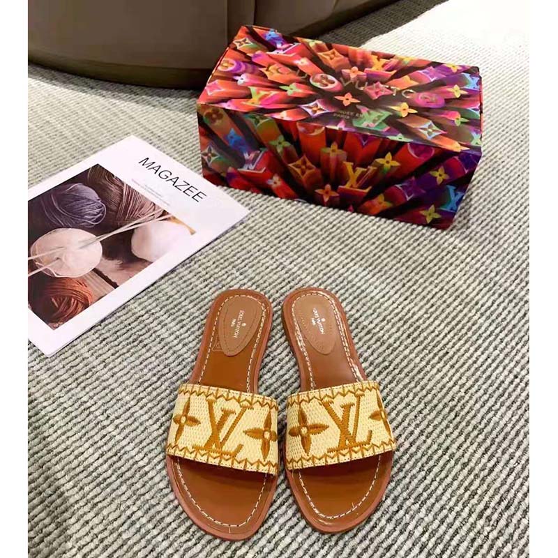 Louis Vuitton Brown Monogram Canvas Lock It Mules Flat Sandals Size 41 Louis  Vuitton