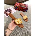 Louis Vuitton LV Women Lock It Flat Mule Cognac Brown Raffia Leather Outsole - immagine 7