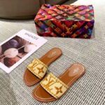 Louis Vuitton LV Women Lock It Flat Mule Cognac Brown Raffia Leather Outsole - immagine 2
