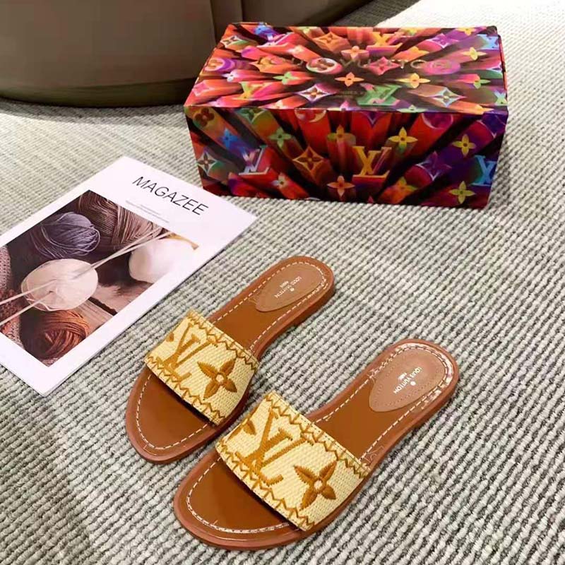 Louis Vuitton Brown Monogram Canvas Lock It Mules Flat Sandals Size 41 Louis  Vuitton