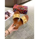 Louis Vuitton LV Women Lock It Flat Mule Cognac Brown Raffia Leather Outsole - immagine 6