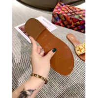 Louis Vuitton LV Women Lock It Flat Mule Cognac Brown Raffia Leather Outsole