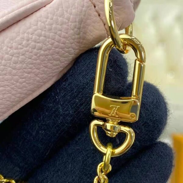 Louis Vuitton LV Women Mini Pochette Accessoires Pink Monogram Empreinte Embossed Supple Grained Cowhide (10)
