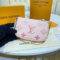 Louis Vuitton LV Women Mini Pochette Accessoires Pink Monogram Empreinte Embossed Supple Grained Cowhide