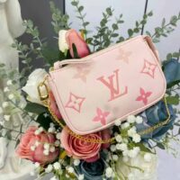 Louis Vuitton LV Women Mini Pochette Accessoires Pink Monogram Empreinte Embossed Supple Grained Cowhide