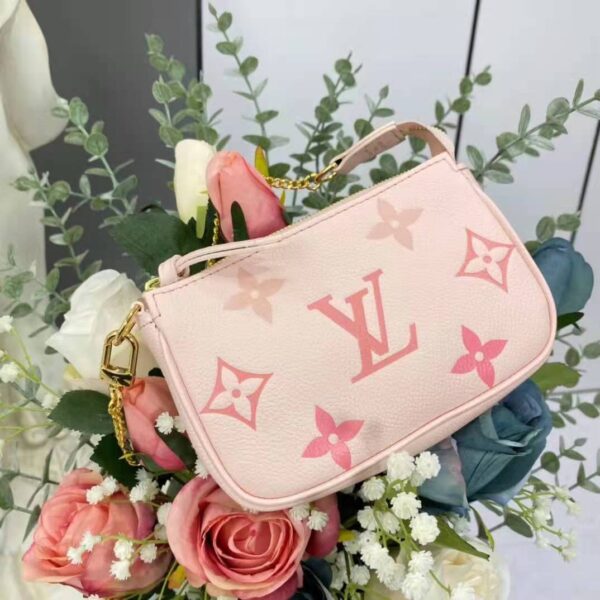 Louis Vuitton LV Women Mini Pochette Accessoires Pink Monogram Empreinte Embossed Supple Grained Cowhide (2)