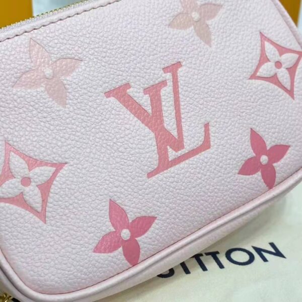Louis Vuitton LV Women Mini Pochette Accessoires Pink Monogram Empreinte Embossed Supple Grained Cowhide (6)